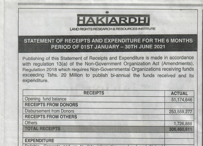 Statement F Receipts And Expenditure For 6 Months 2021